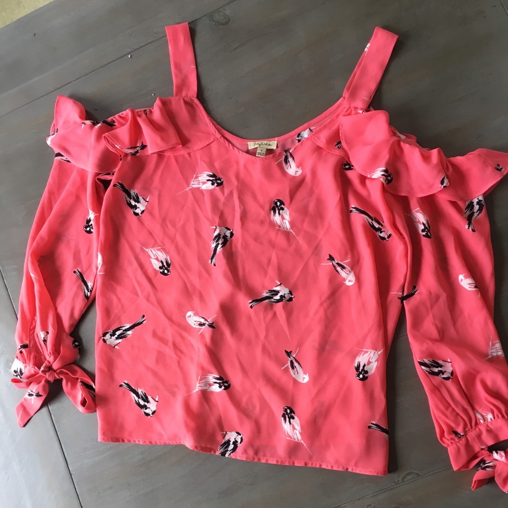 Coral cold shoulder top